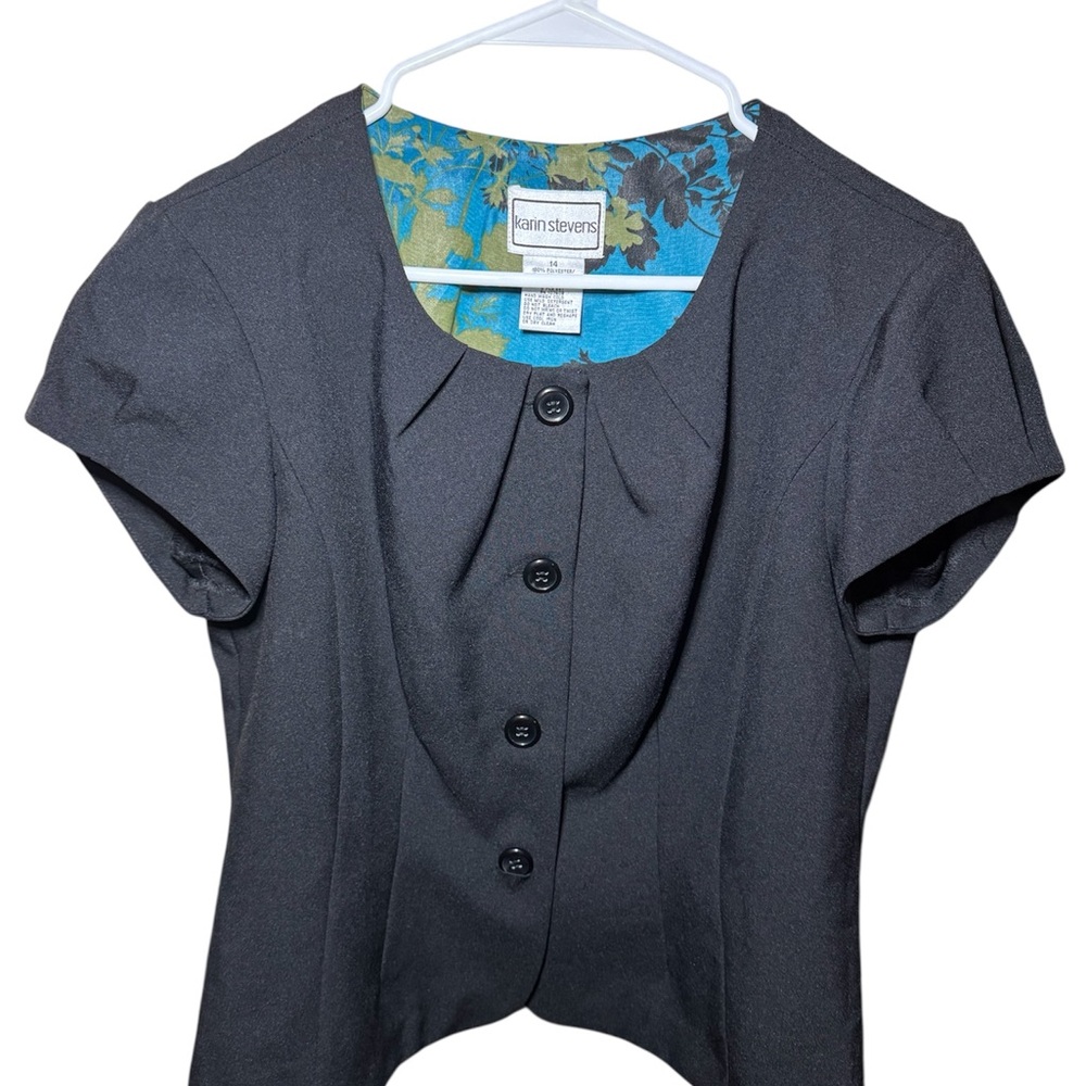 Vintage-Inspired Karin Stevens Button-Up Blouse – Size 14
